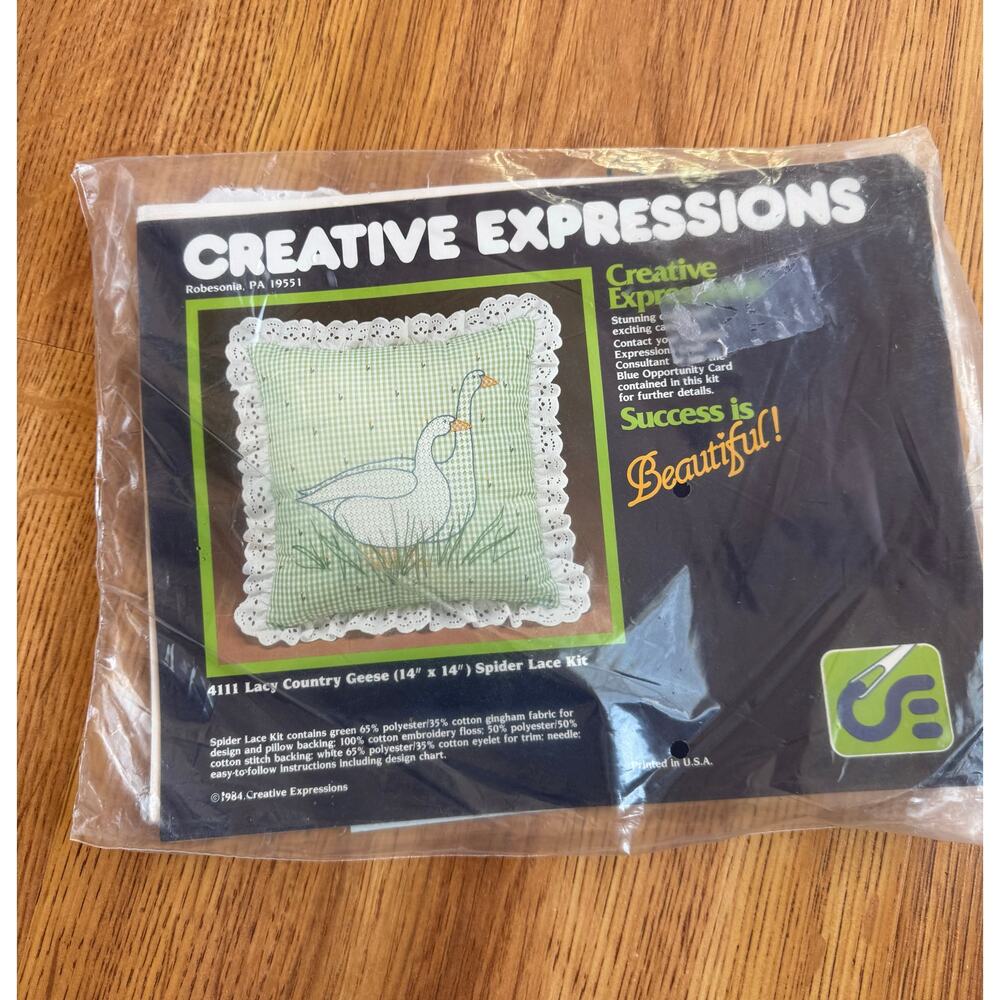 NEW Creative Expressions kit #4111 Lacy Country Geese 14"x14" VTG